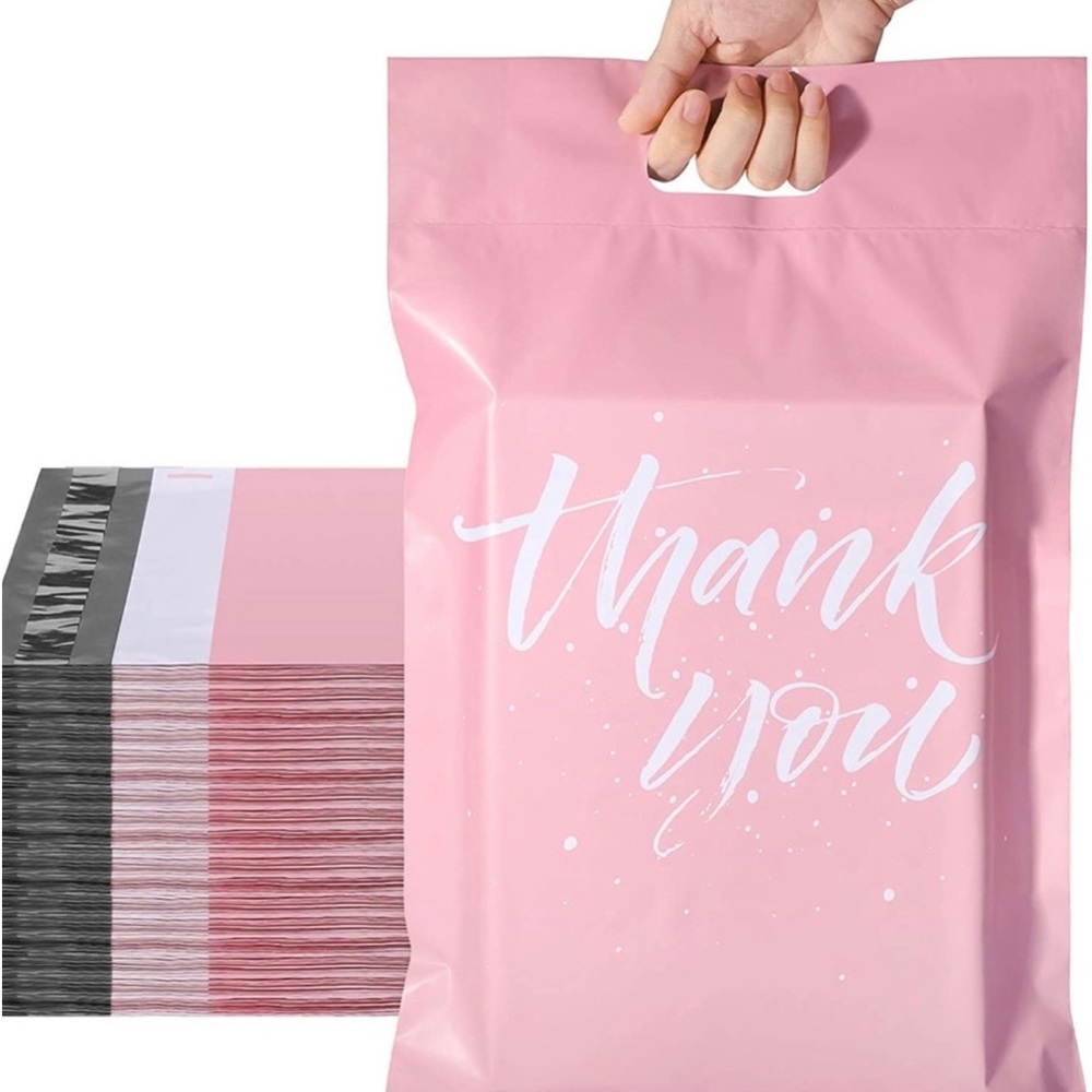 10 pcs Pink Poly Mailers Shipping Bags with Handle 12X15.5